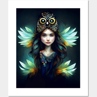 Fairy Owl Girl Posters and Art